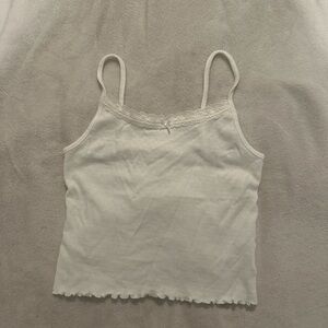 American Eagle Outfitters White Tank with Lace Detail